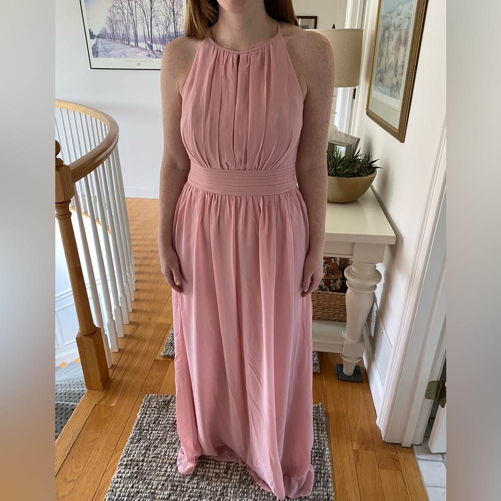 David’s Bridal High-Neck Chiffon Bridesmaid Dress with Keyhole sz 14